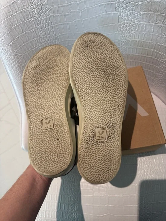 Veja White Leather Sneakers with Black V Emblem - Picture 7 of 11